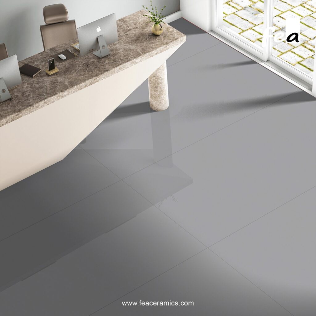 Scratch resistant porcelain slab surface