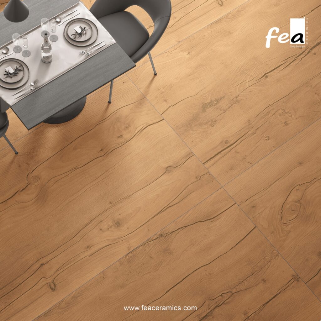 Polished finish porcelain slab tile by Fea Ceramics