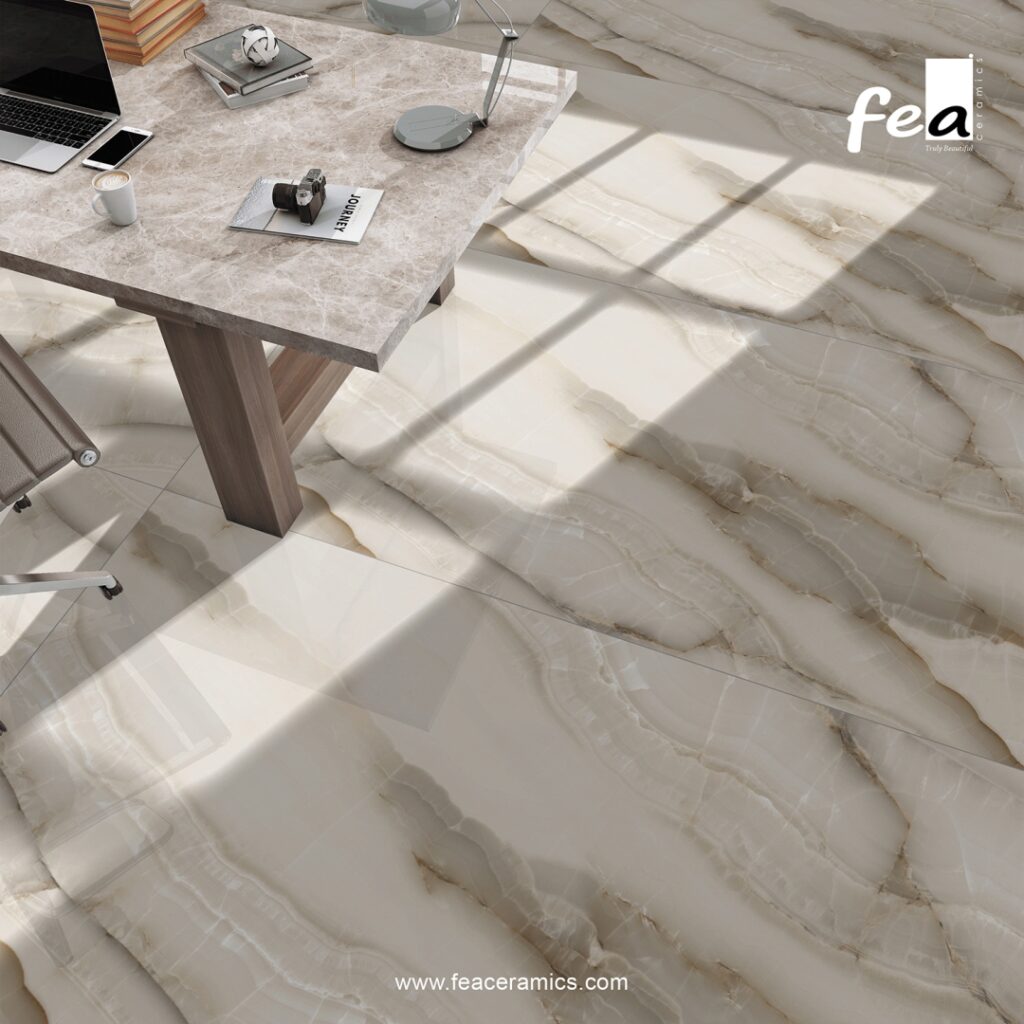 Luxury interior design with Fea Ceramics slab tiles