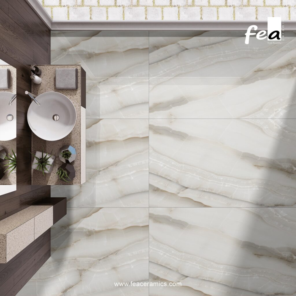 Large porcelain slab tile for hotel lobby flooring