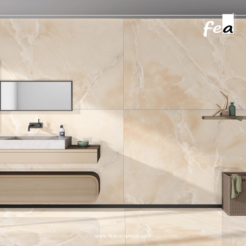 Porcelain slab tiles for high traffic flooring