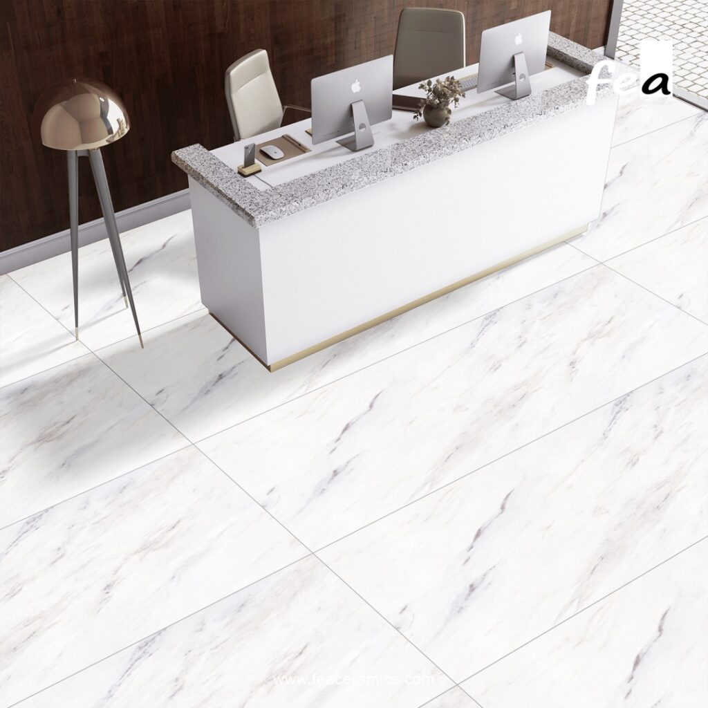 Scratch resistant porcelain slab surface