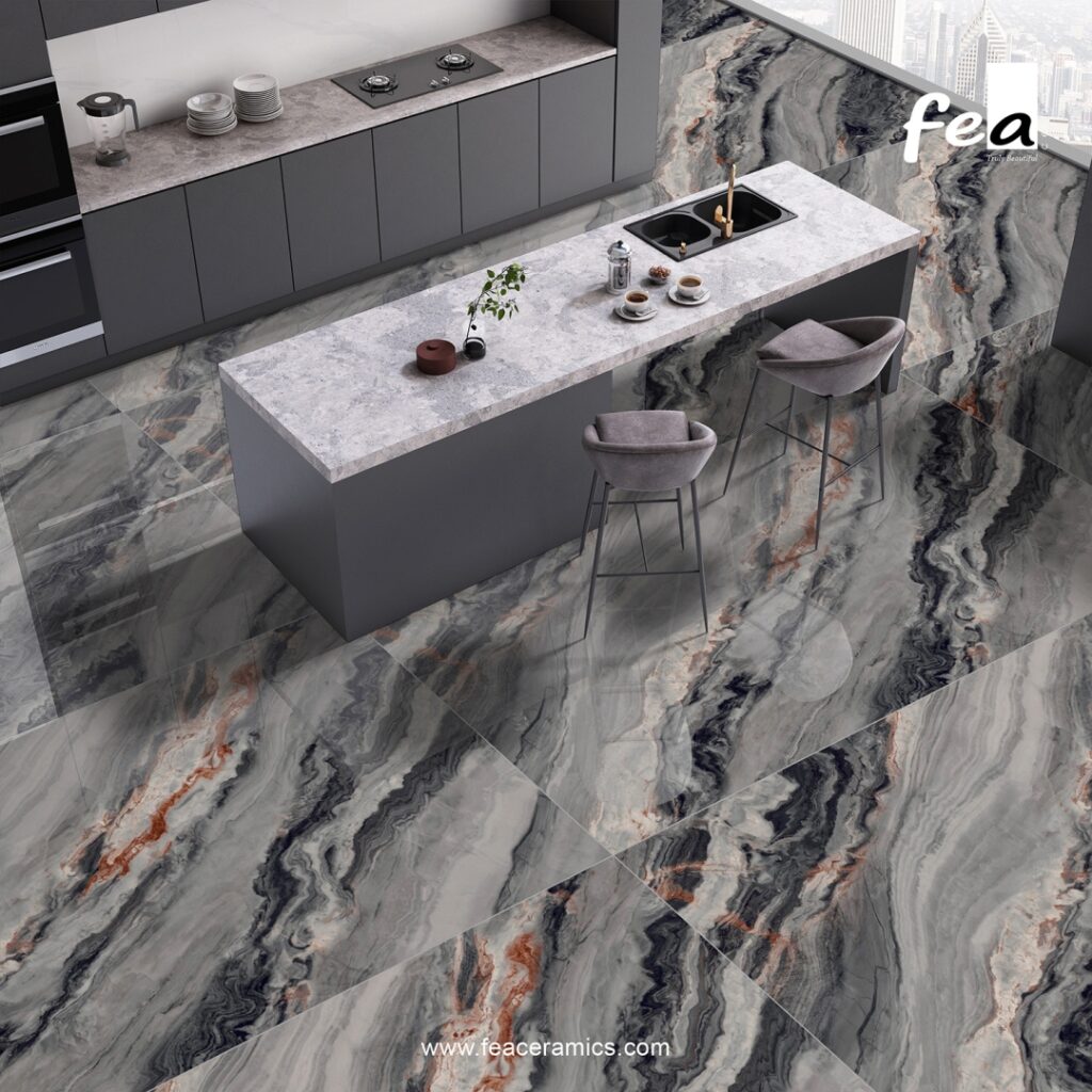 Elegant white porcelain slab tile surface