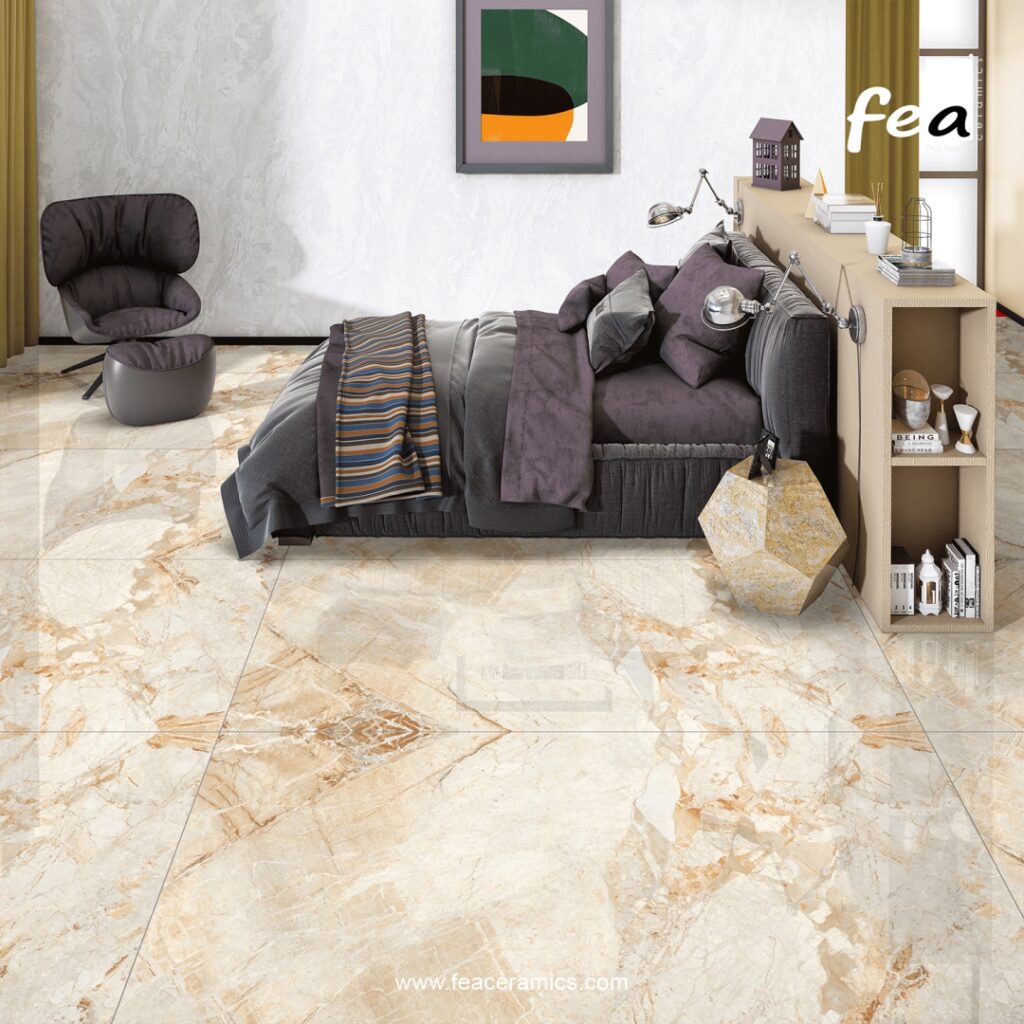 Modern office flooring with large porcelain slab