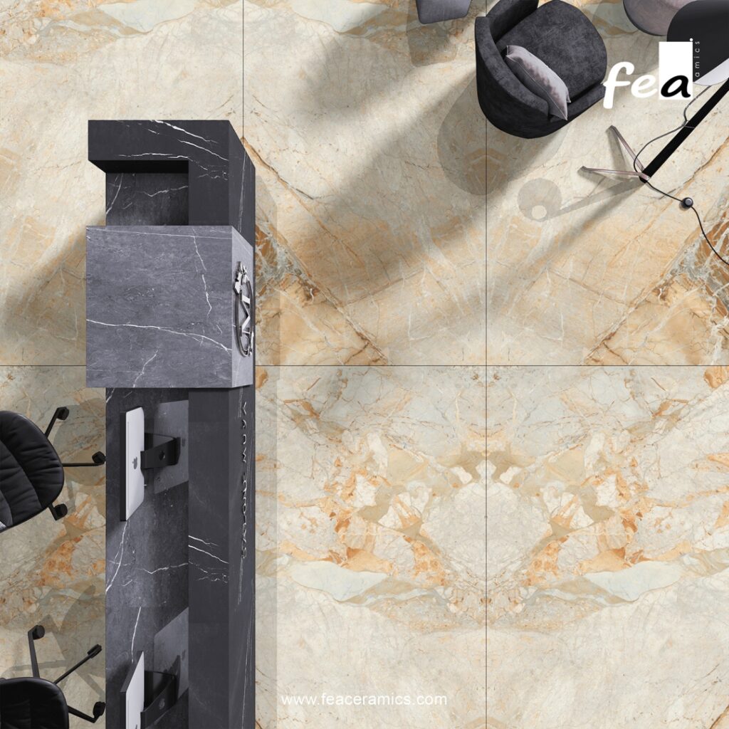 Designer porcelain slab tile wall panel