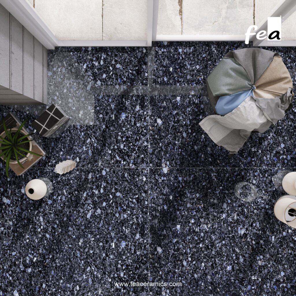 Modern office flooring with large porcelain slab