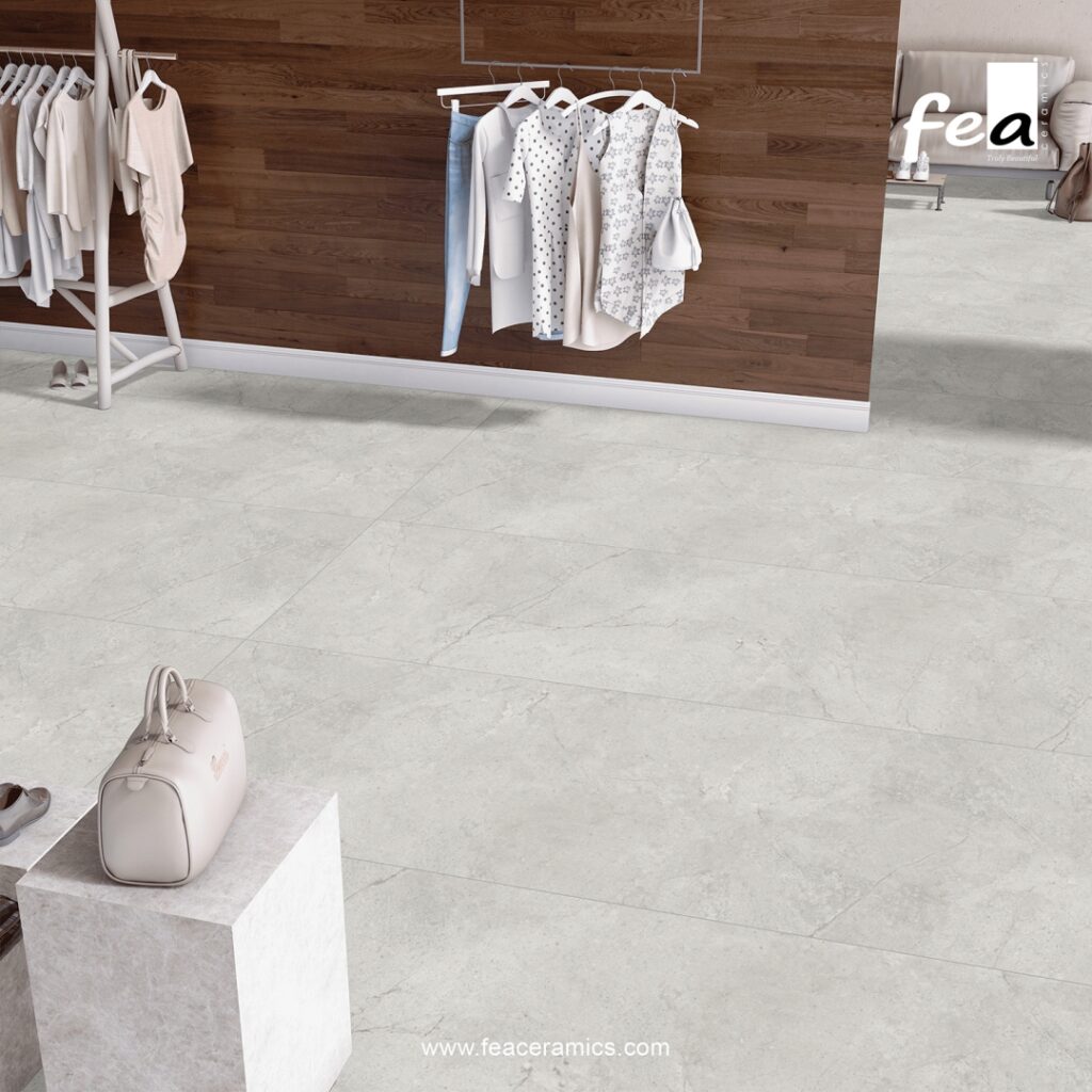Elegant white porcelain slab tile surface