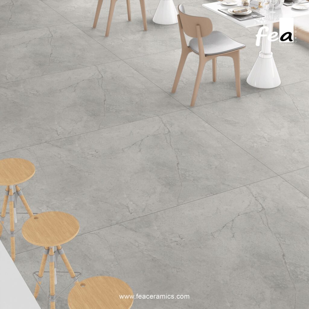 Seamless porcelain slab kitchen backsplash