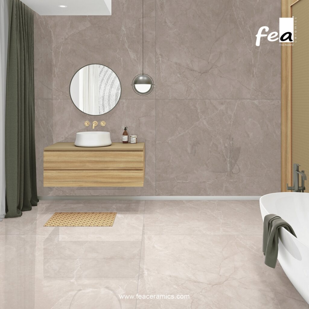 Elegant white porcelain slab tile surface