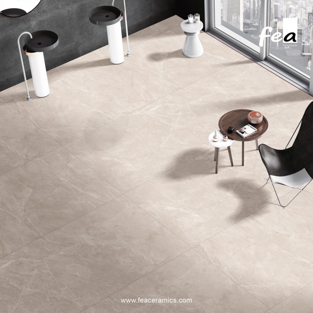 Seamless porcelain slab kitchen backsplash