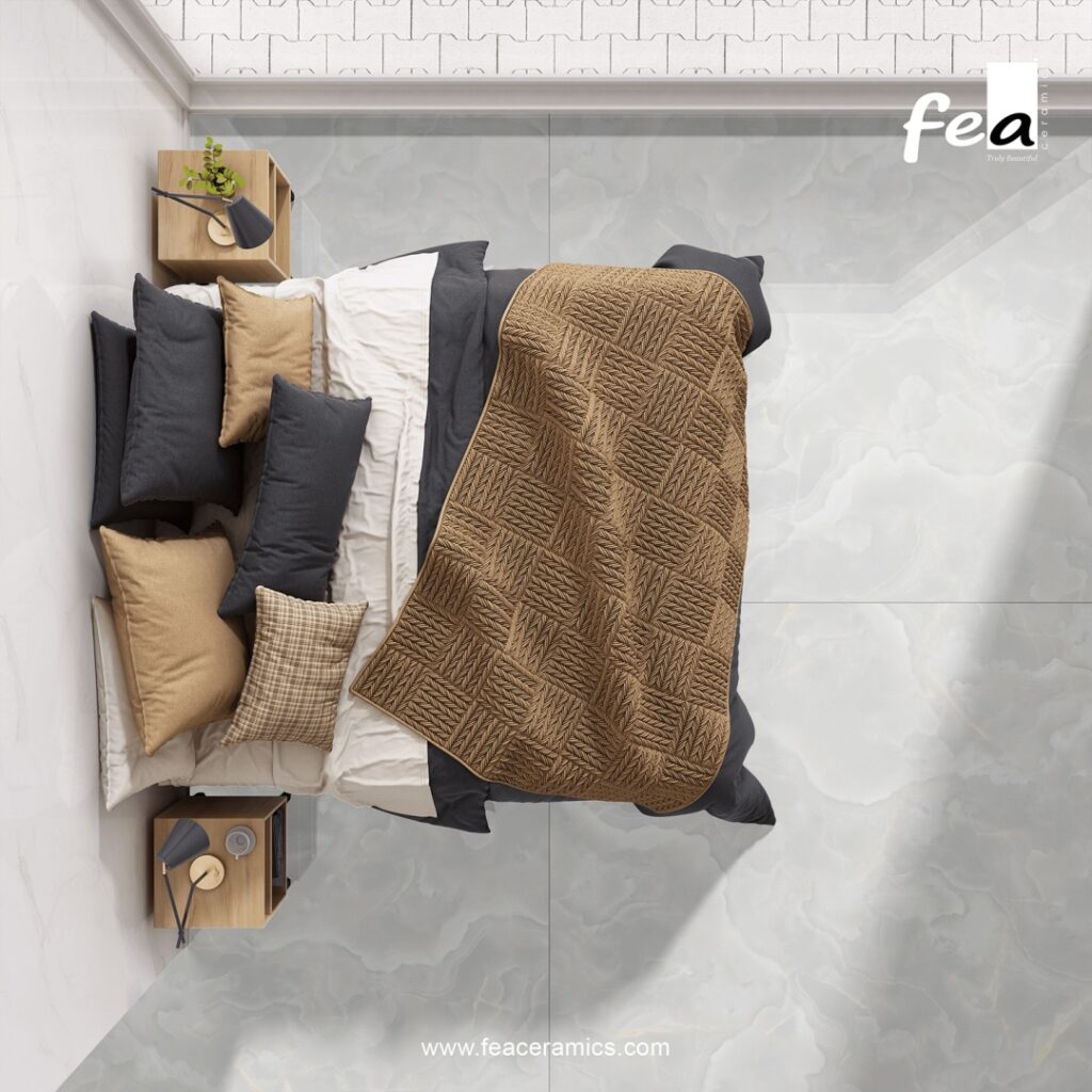 Modern office flooring with large porcelain slab