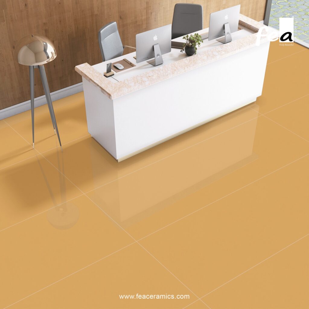 Porcelain slab tiles for high traffic flooring