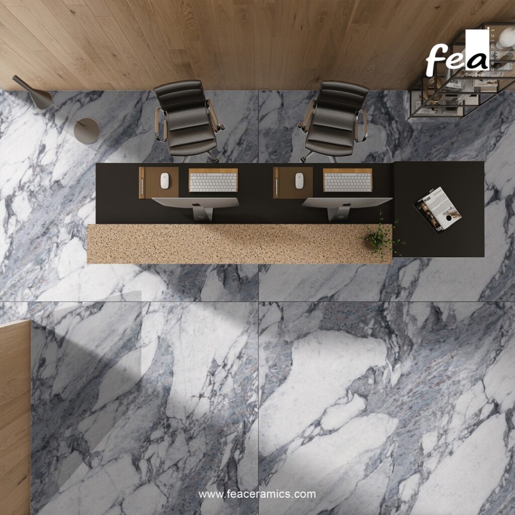Seamless wall cladding with Fea Ceramics porcelain slab tiles