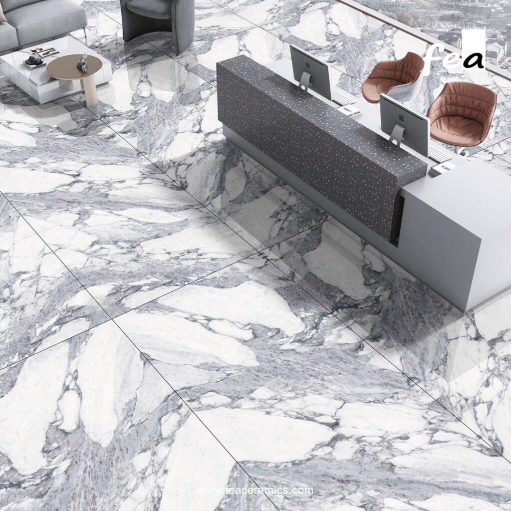 Seamless wall cladding with Fea Ceramics porcelain slab tiles