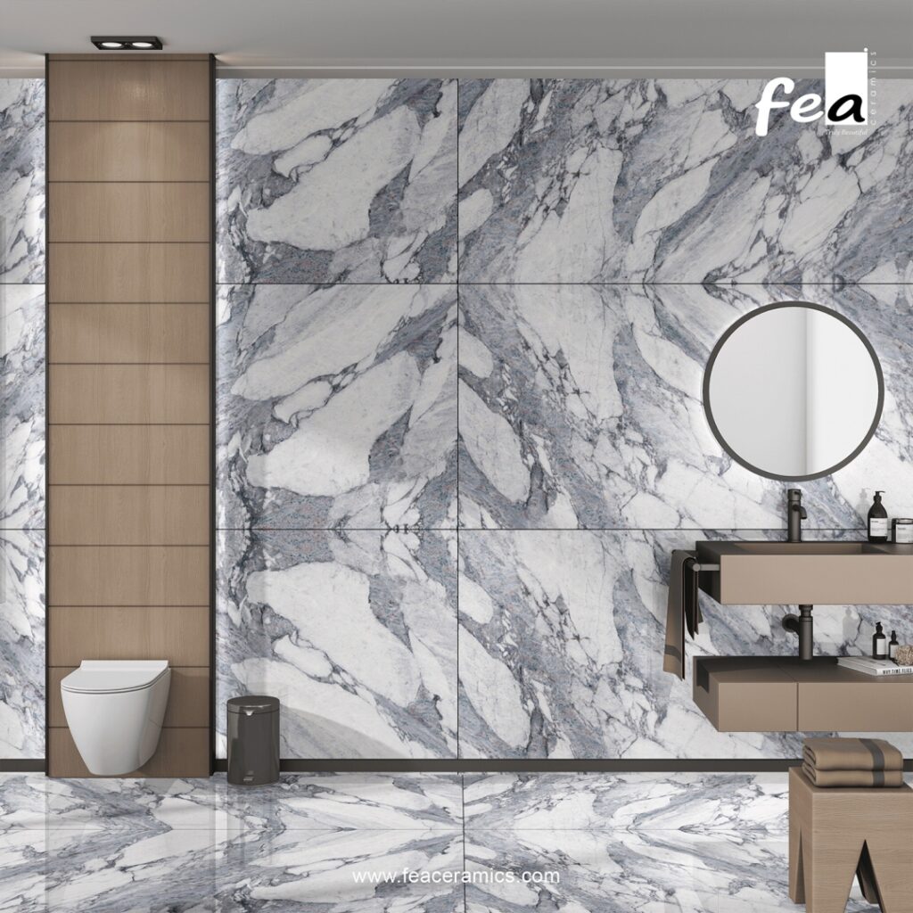 Porcelain slab tiles for high traffic flooring