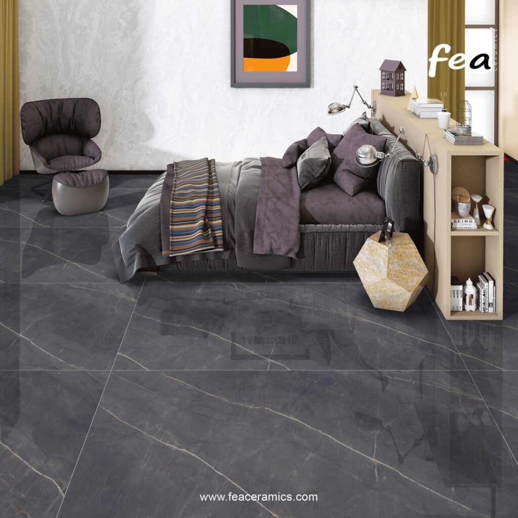 Seamless porcelain slab kitchen backsplash