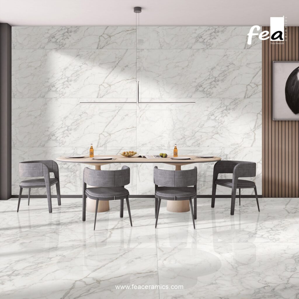 Designer porcelain slab tile wall panel