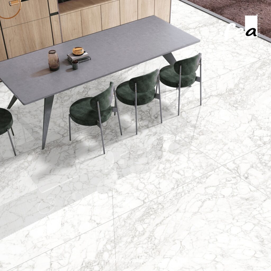 Contemporary bathroom wall with large porcelain slab tile