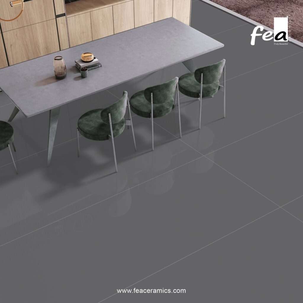 Seamless porcelain slab kitchen backsplash