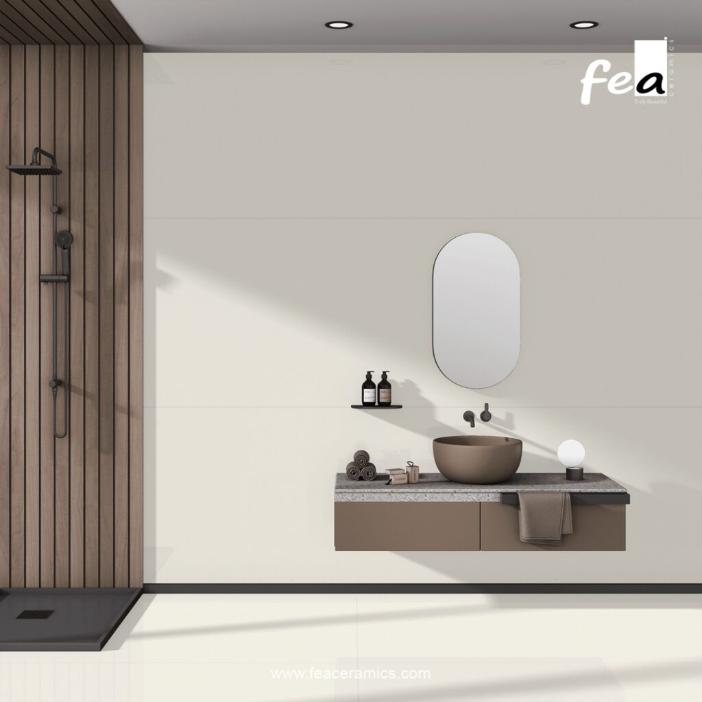 Elegant porcelain slab tile for commercial space