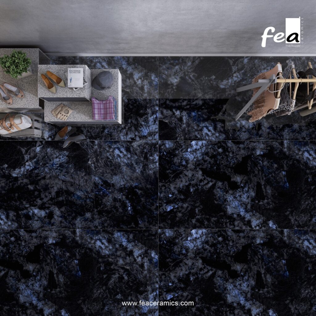 Durable porcelain slab surface with natural stone effect