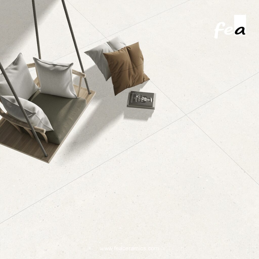 Modern kitchen countertop made with porcelain slab tiles