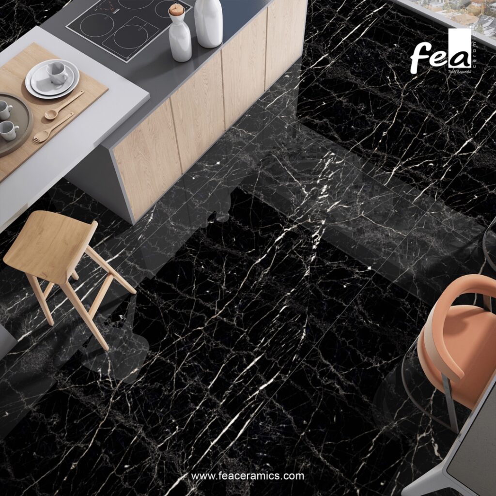 Designer porcelain slab tile wall panel