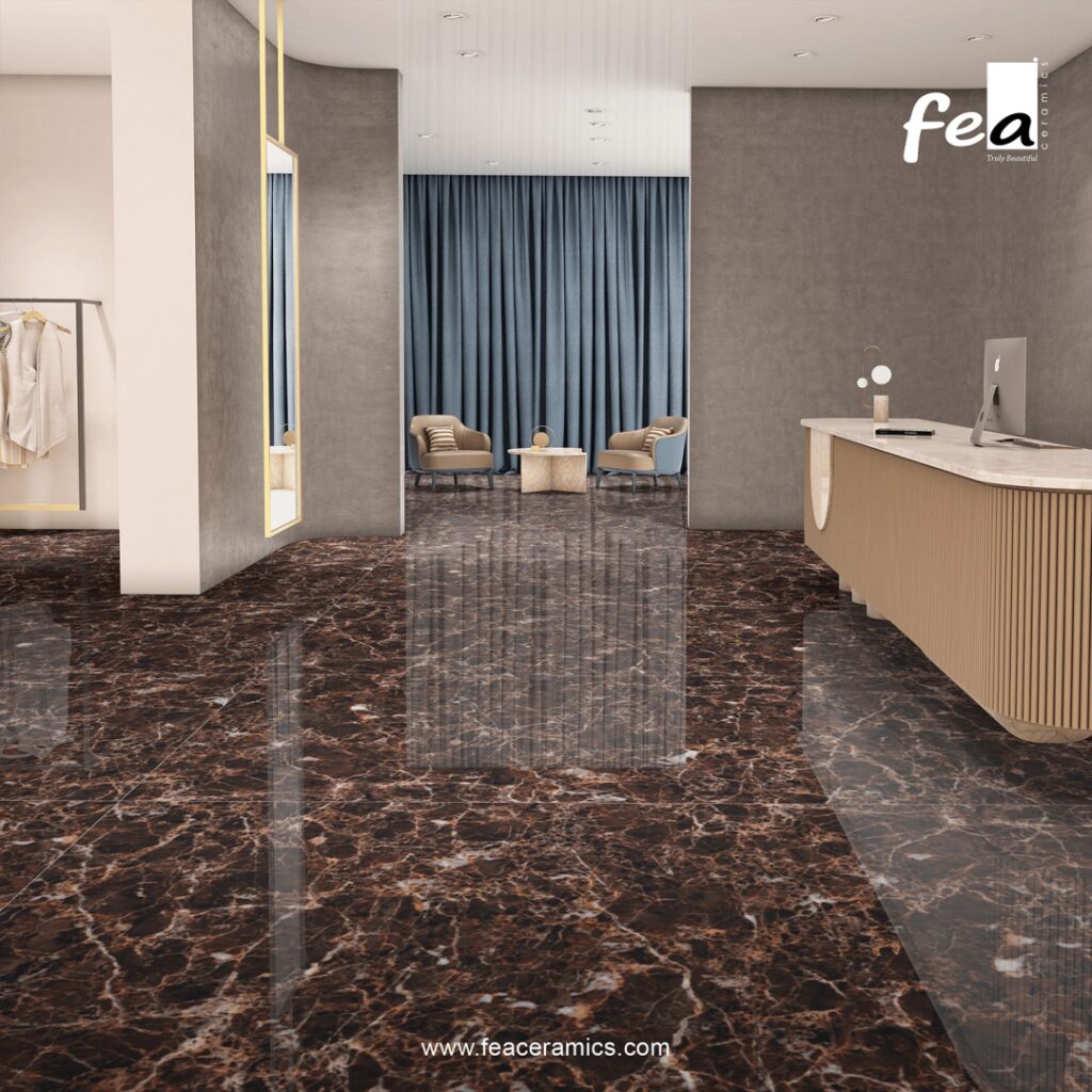 Luxury interior design with Fea Ceramics slab tiles