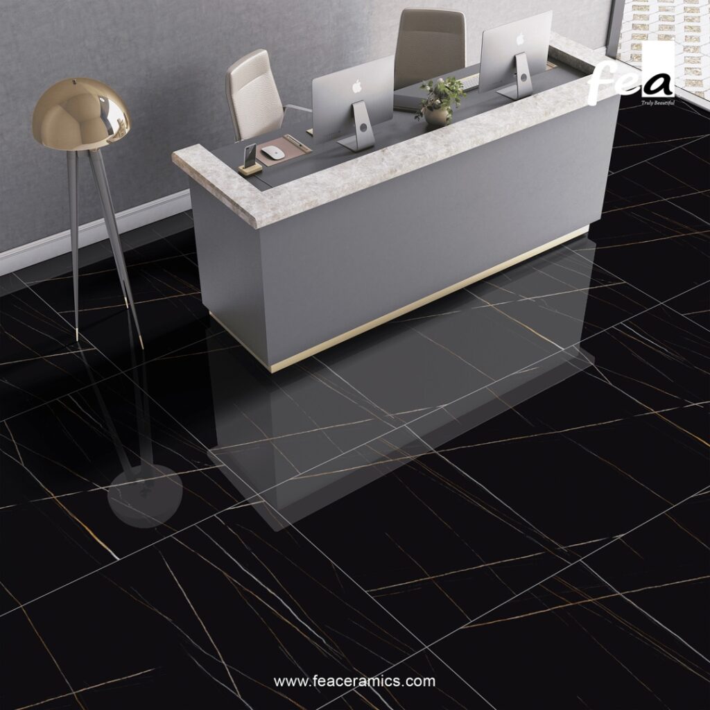 Large porcelain slab tile for hotel lobby flooring