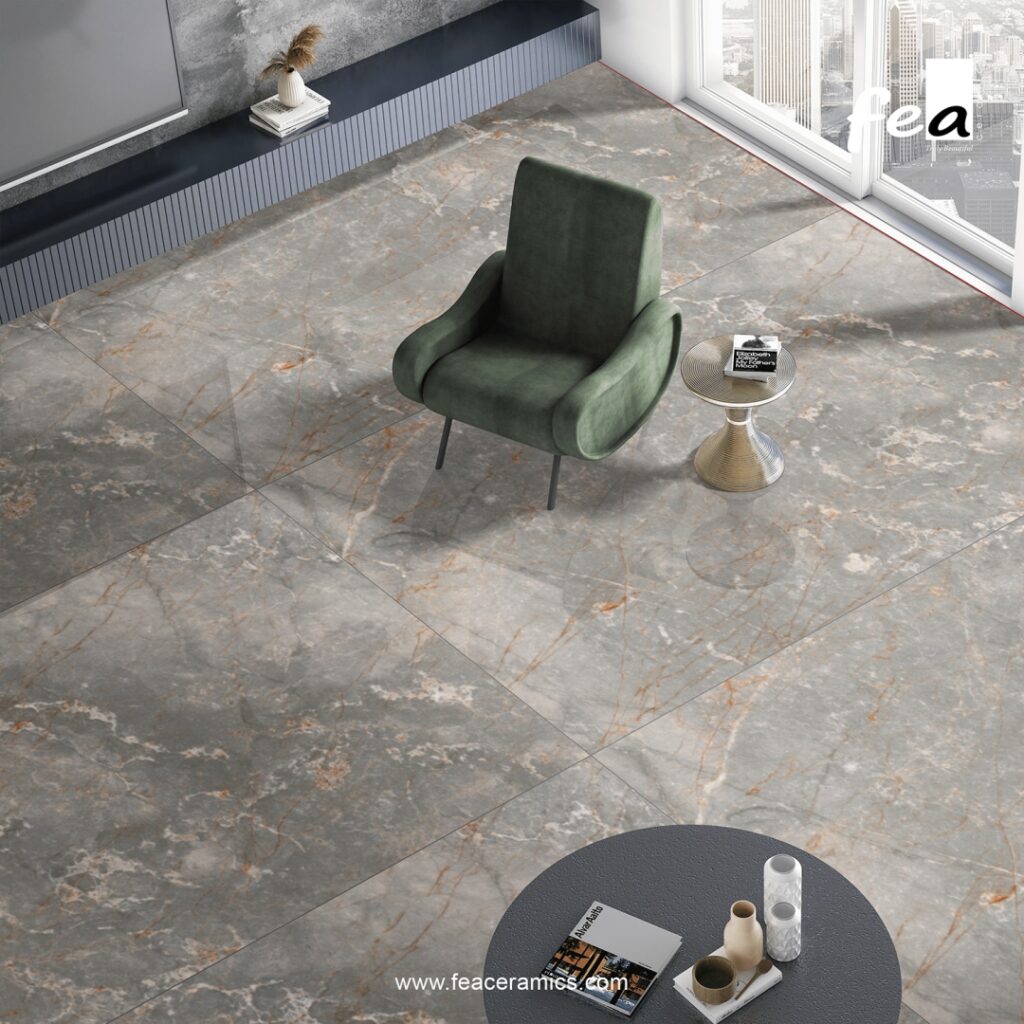 Elegant porcelain slab tile for commercial space