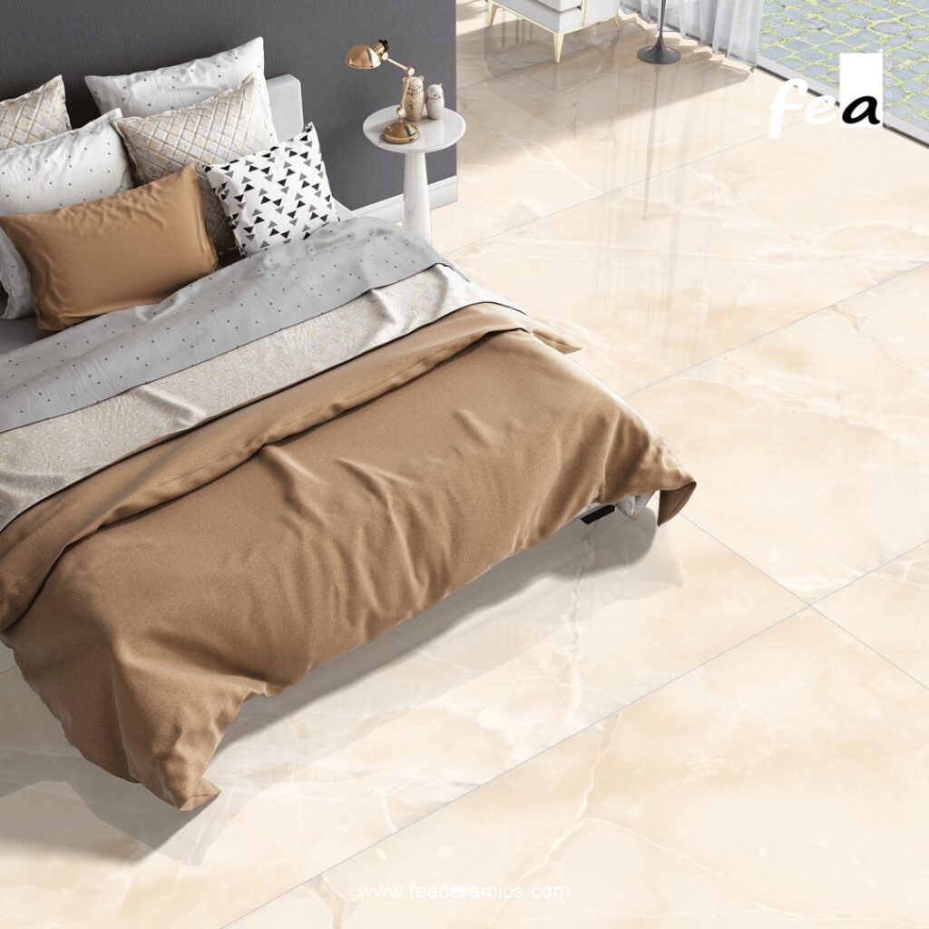 Seamless porcelain slab kitchen backsplash