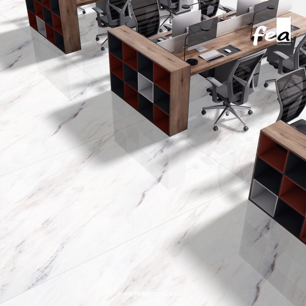 Scratch resistant porcelain slab surface