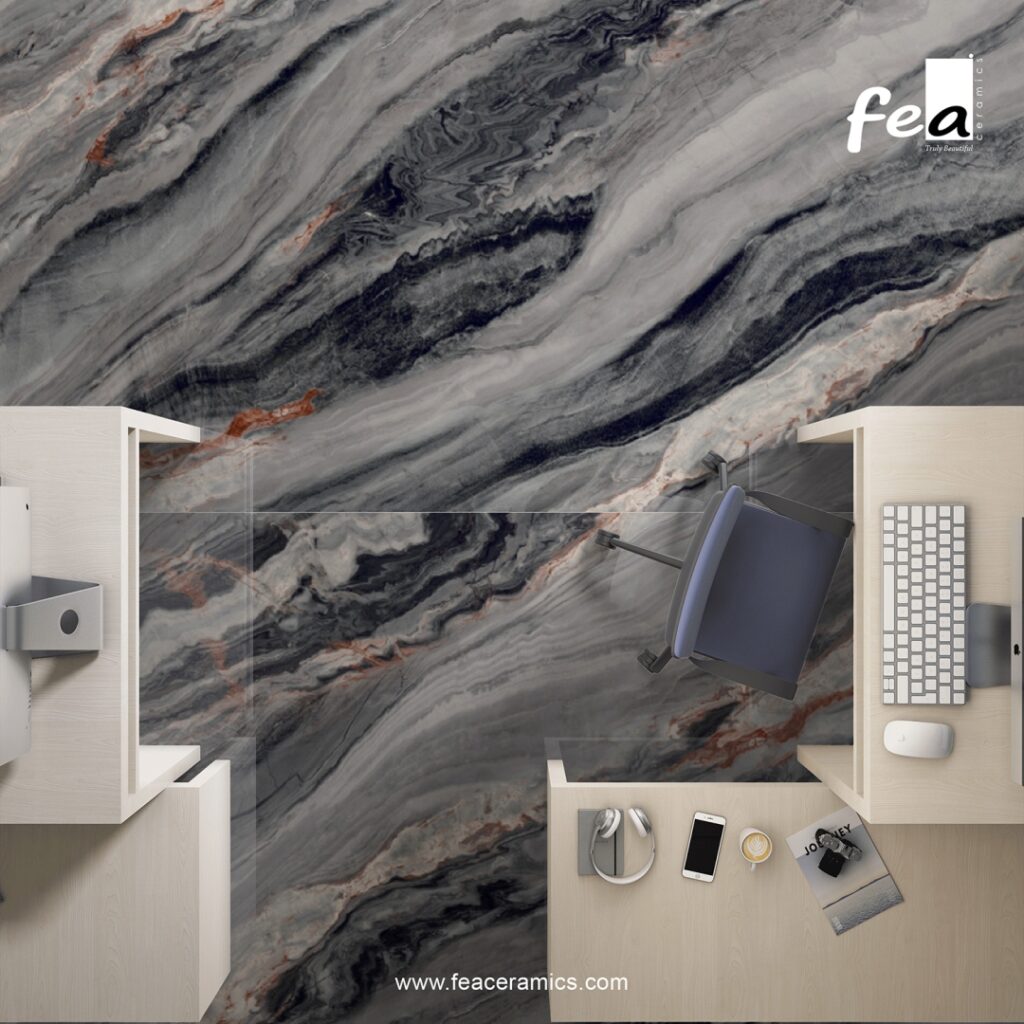 Seamless wall cladding with Fea Ceramics porcelain slab tiles