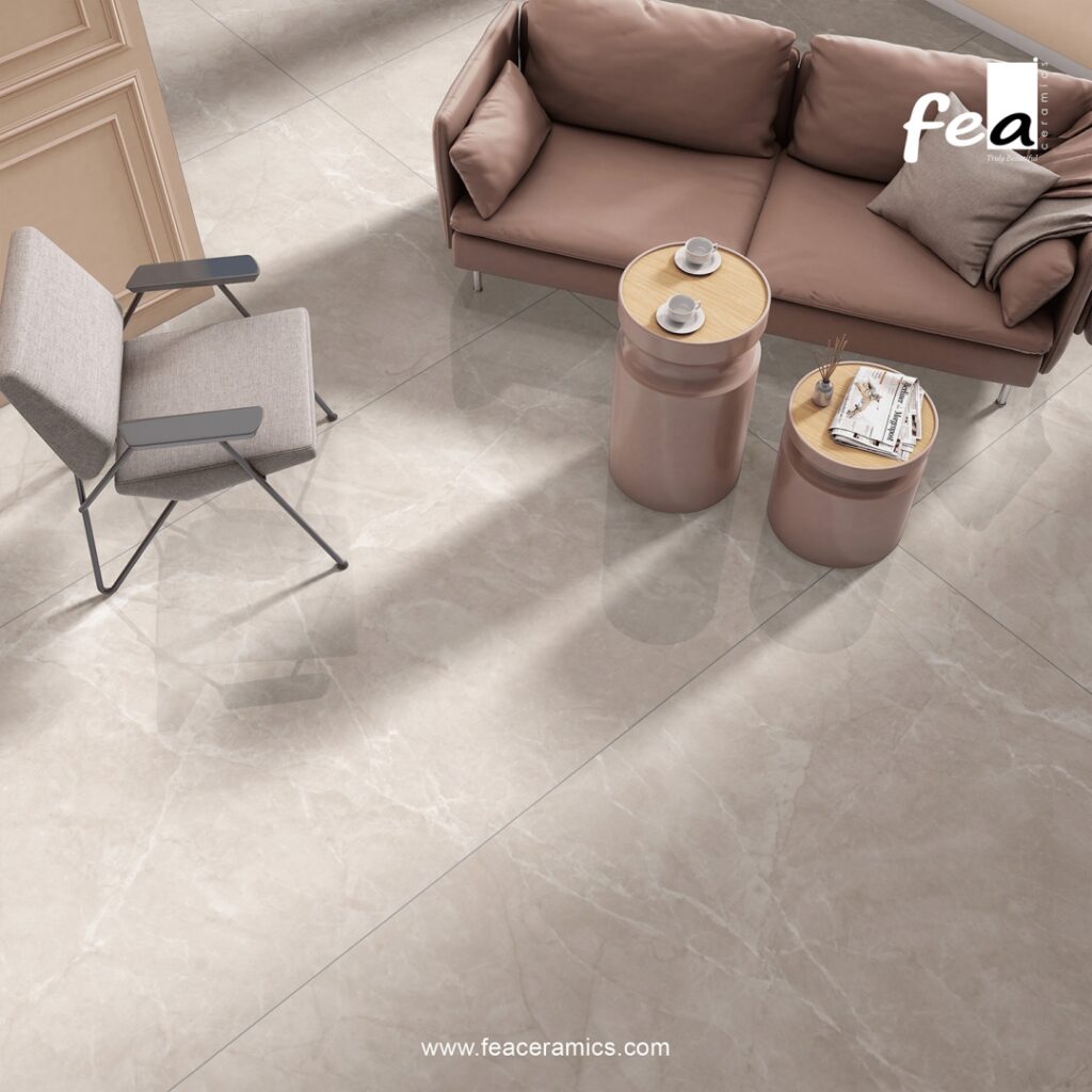 Seamless porcelain slab kitchen backsplash