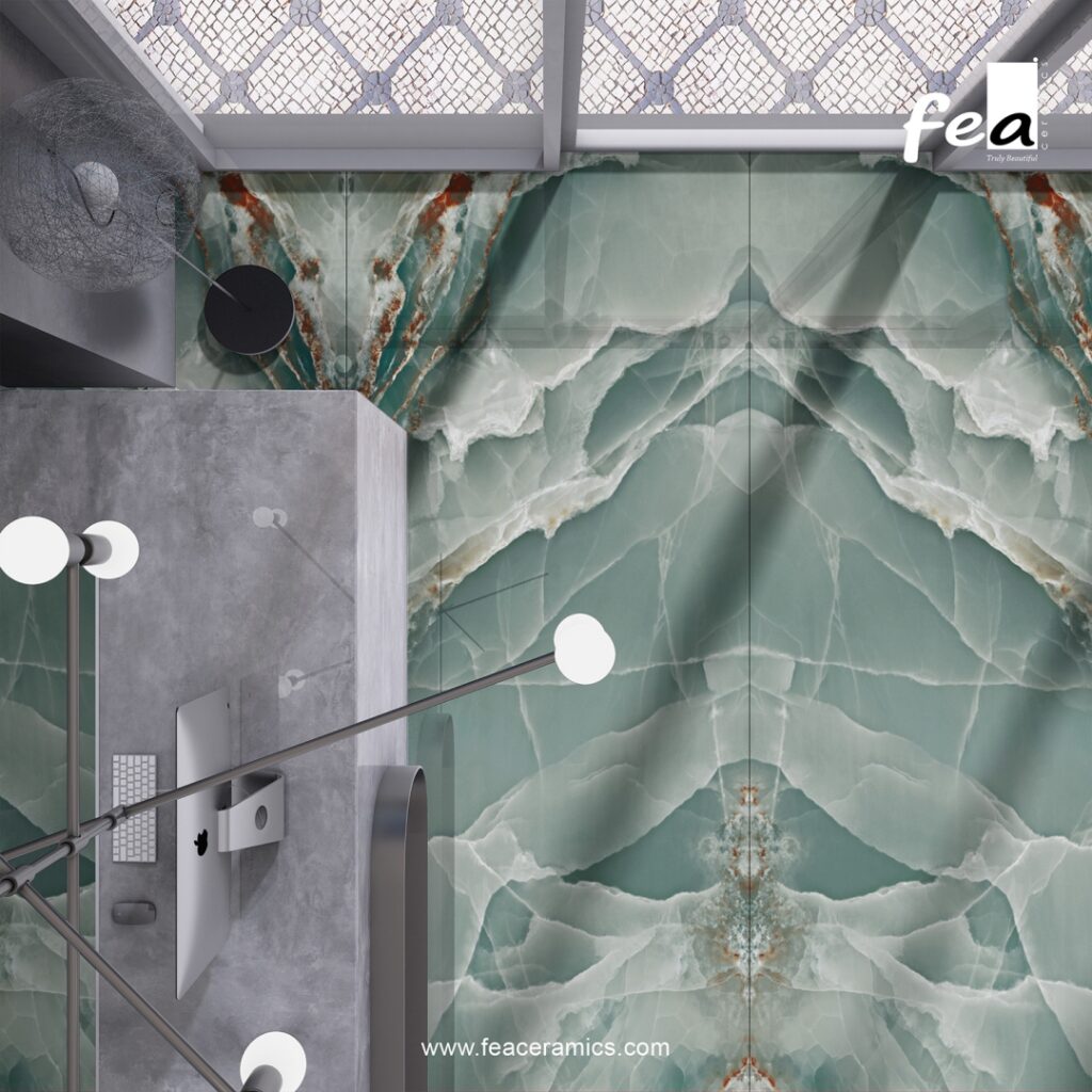 Designer porcelain slab tile wall panel