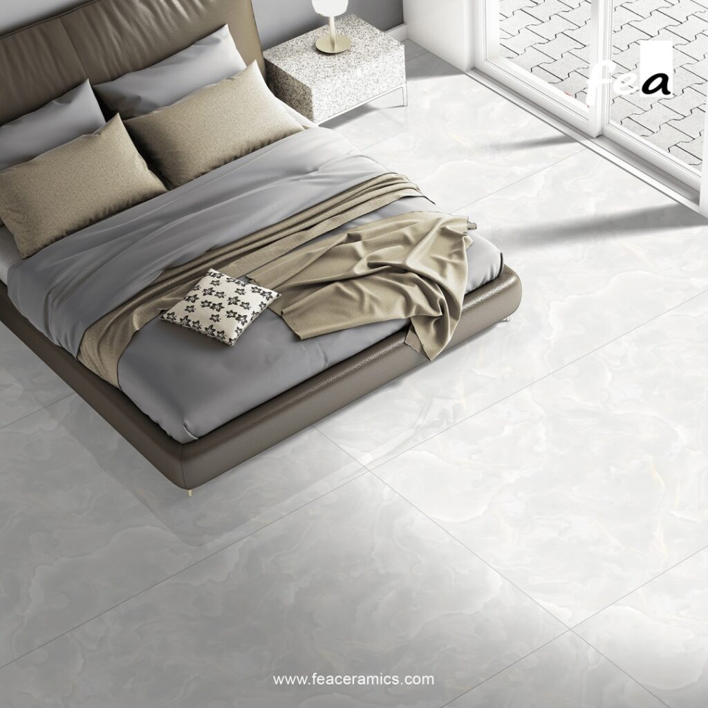 Modern office flooring with large porcelain slab