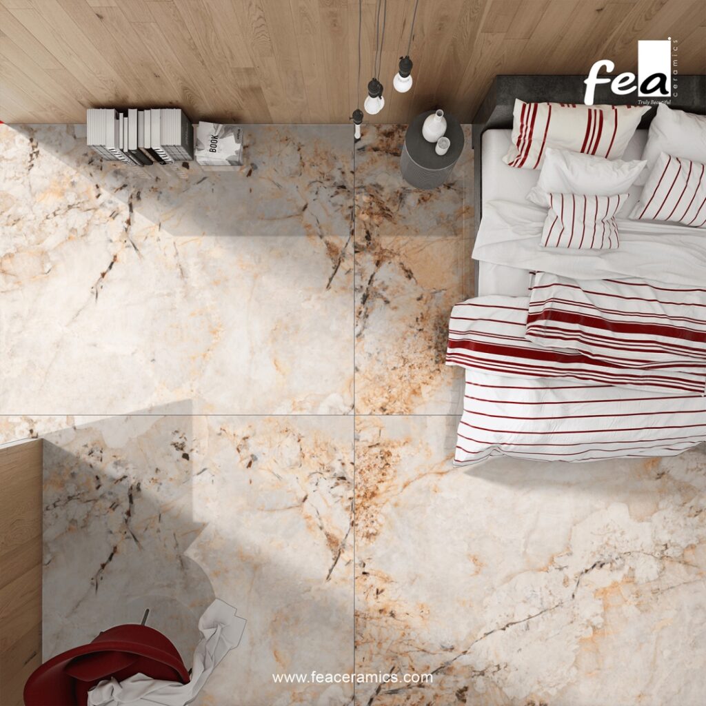 Modern office flooring with large porcelain slab