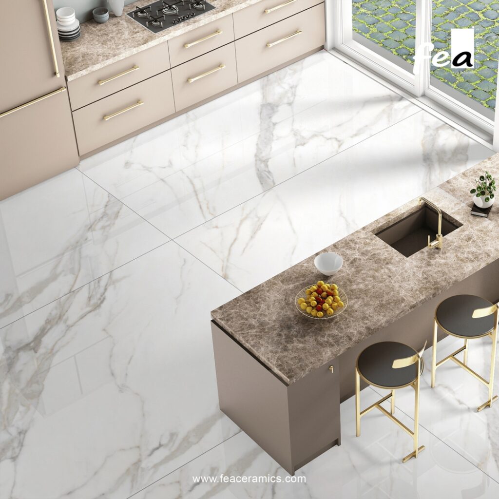 Designer porcelain slab tile wall panel