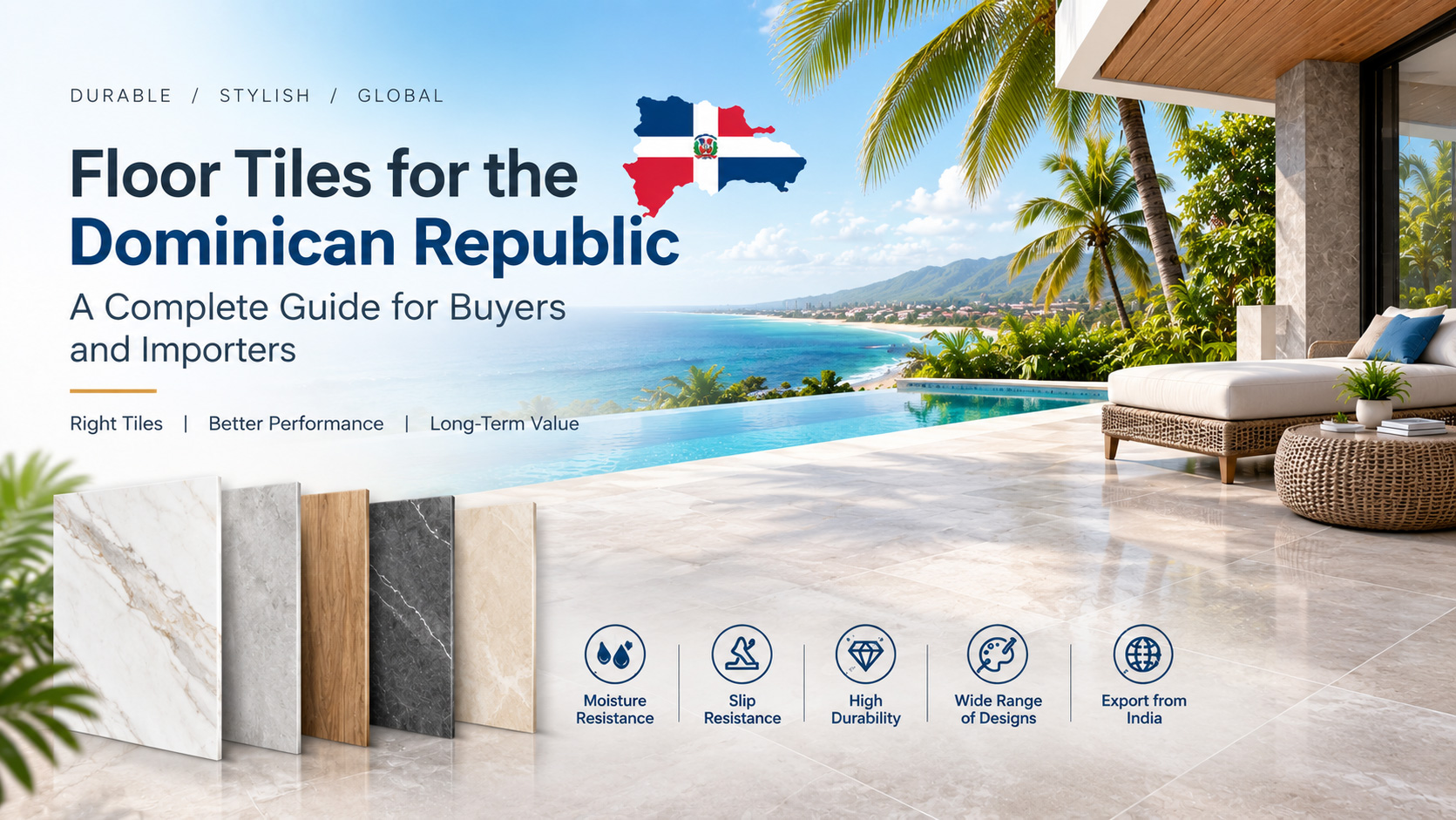 Floor tiles for Dominican Republic from FEA Ceramics India
