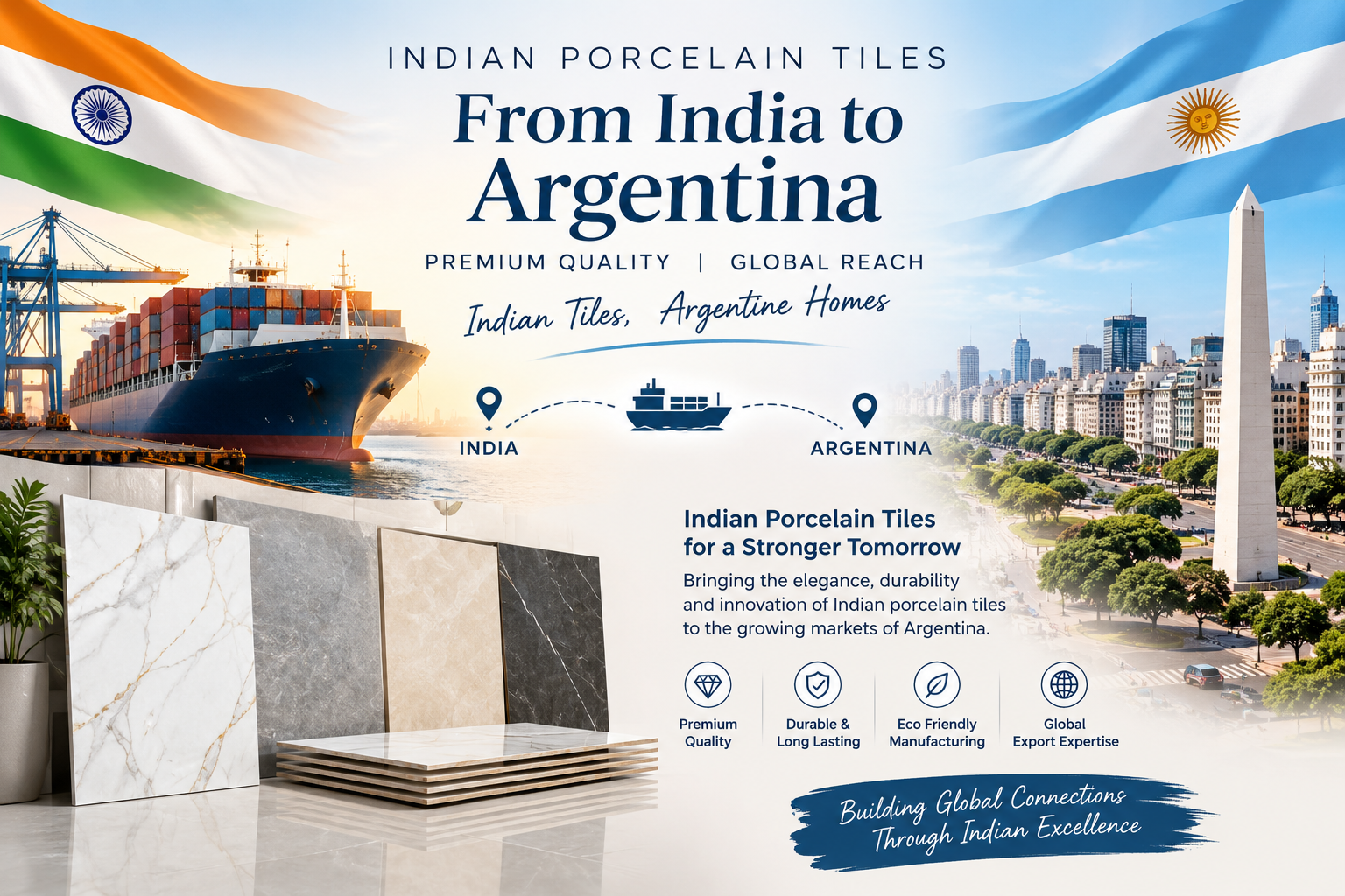 Porcelanatos y cerámicos de India para importadores y distribuidores en Argentina.